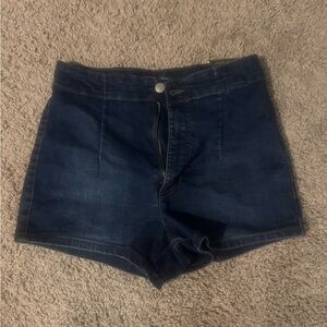 Women's Dark Blue Denim highest rise Shorts